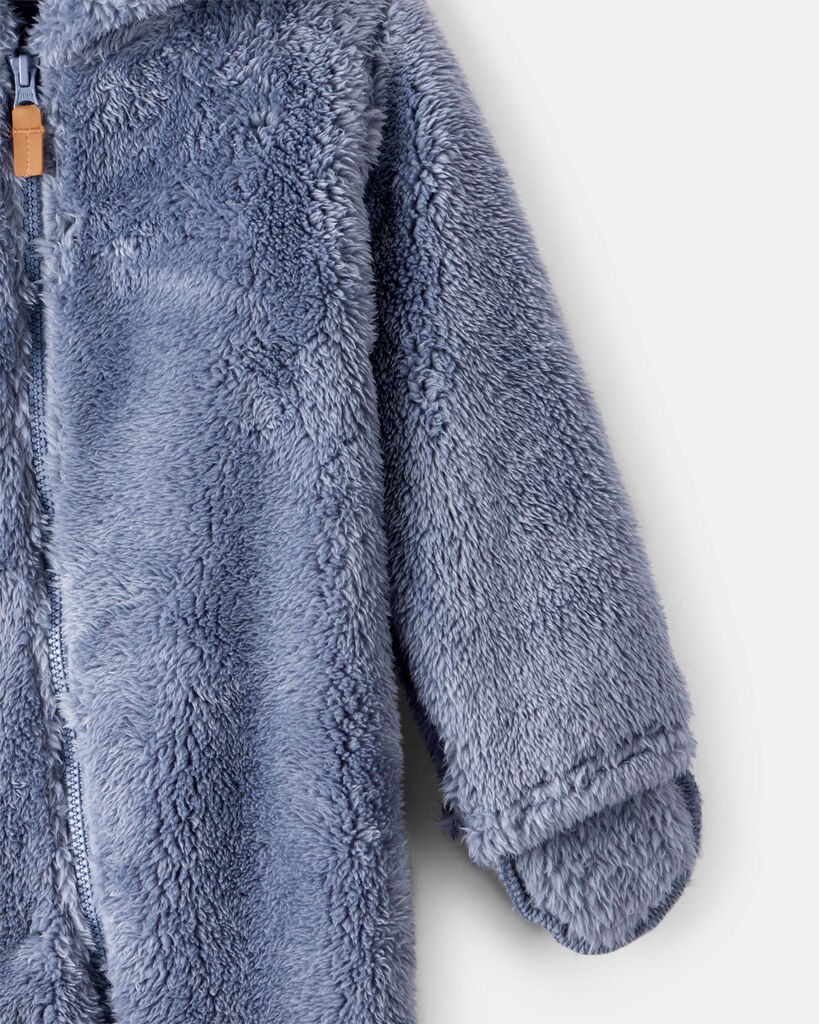 slide 2 of 3, Carter's Carters Baby Boy Sherpa Long-Sleeve Hooded Jumpsuit - Blue Blue 6M, 1 ct