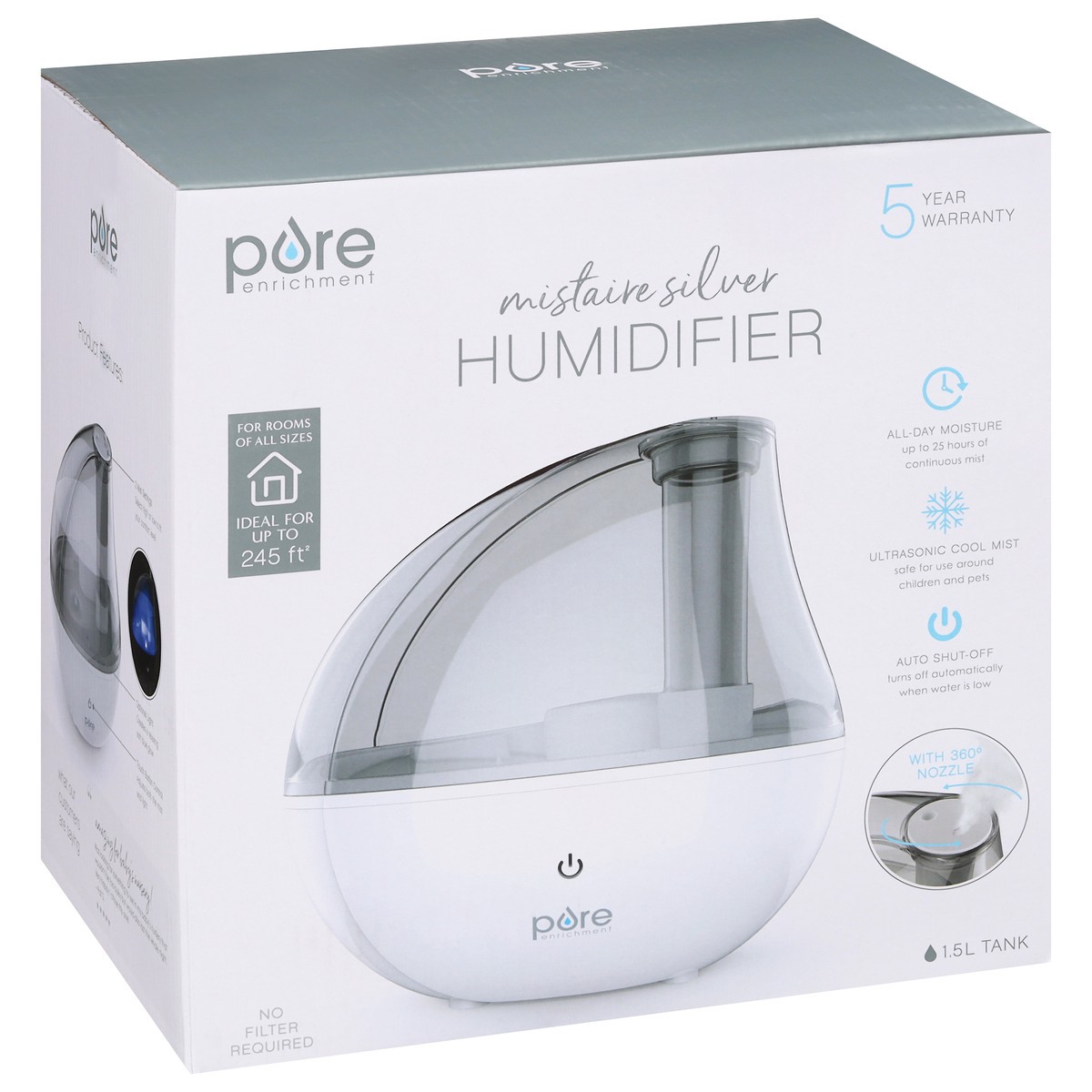 slide 8 of 9, Pure Enrichment Mistaire Silver Humidifier 1 ea, 1 ct