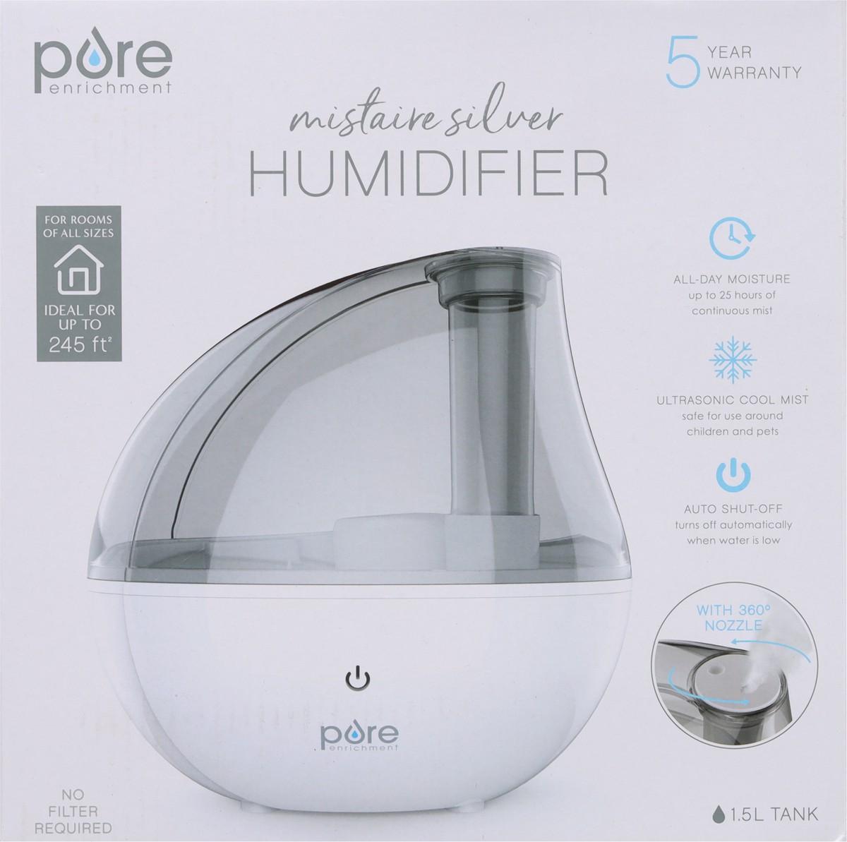 slide 3 of 9, Pure Enrichment Mistaire Silver Humidifier 1 ea, 1 ct