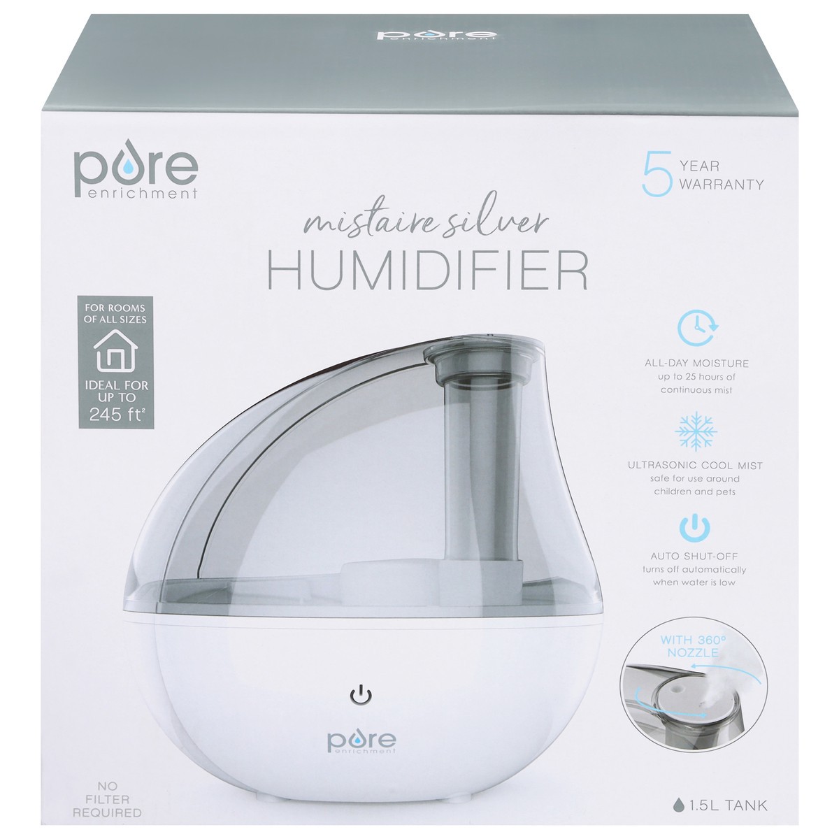 slide 1 of 9, Pure Enrichment Mistaire Silver Humidifier 1 ea, 1 ct