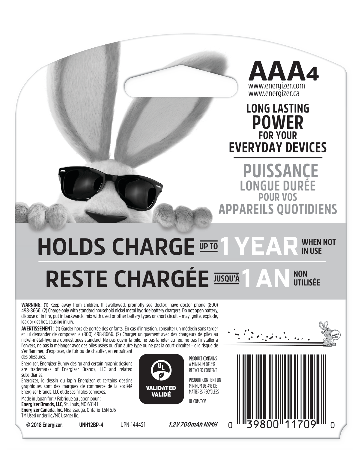 slide 2 of 3, Energizer Recharge AAA Universal Batteries 4 ea, 4 ct