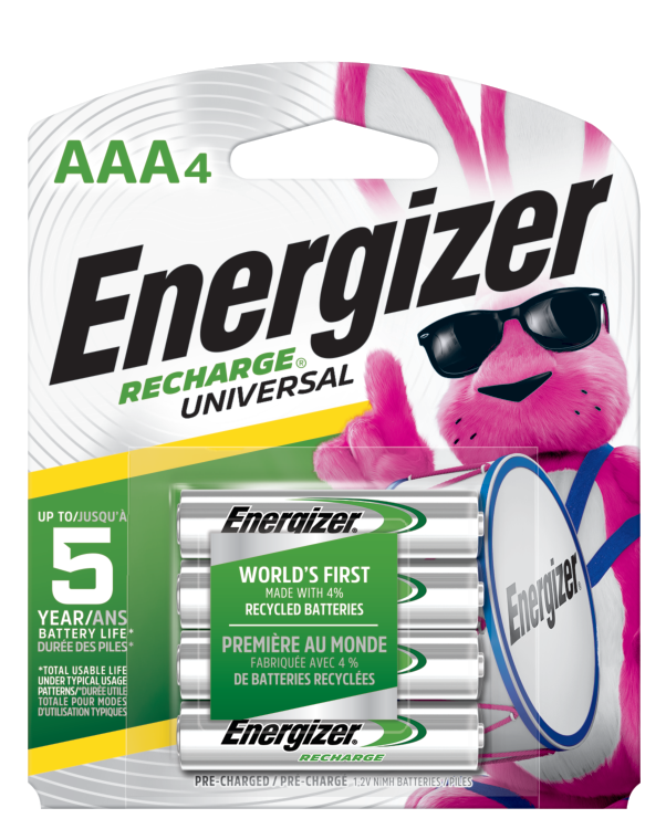 slide 1 of 3, Energizer Recharge AAA Universal Batteries 4 ea, 4 ct