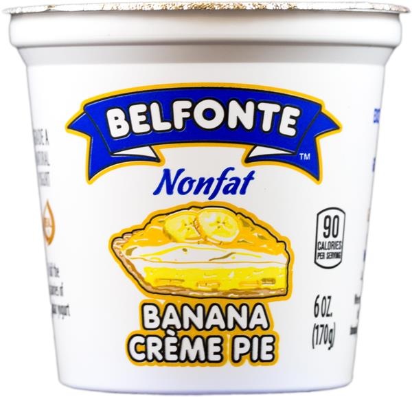 slide 1 of 1, Belfonte Nonfat Banana Creme Pie Yogurt, 6 oz