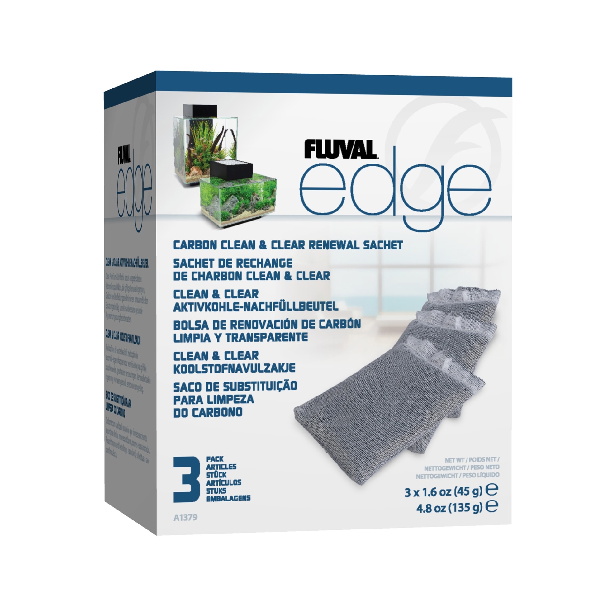 slide 1 of 1, Fluval Edge Carbon Clean & Clear Renewal Sachet, 3 ct