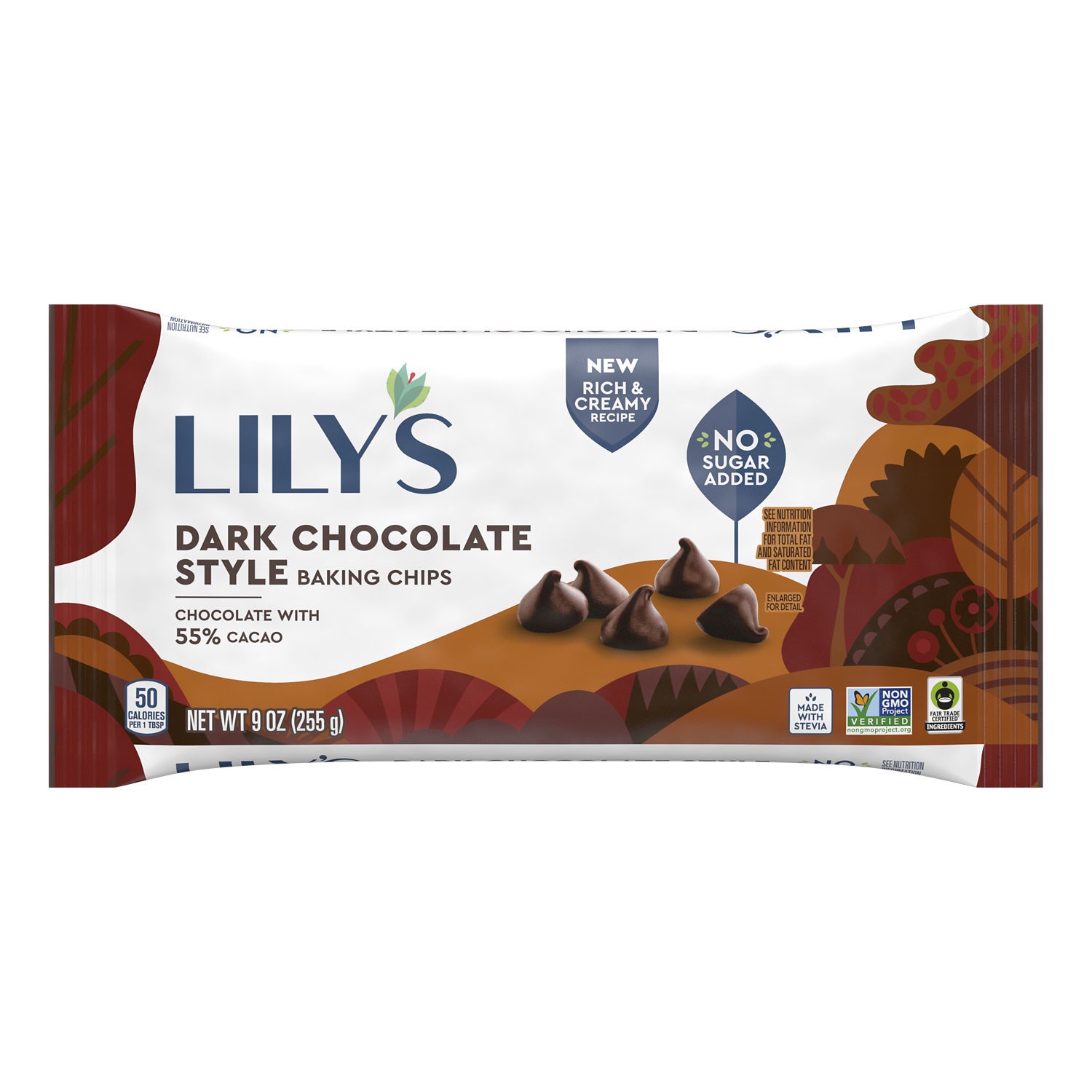 slide 1 of 3, Lily's Dark Chocolate Style No Sugar Added, Baking Chips Bag, 9 oz, 9 oz