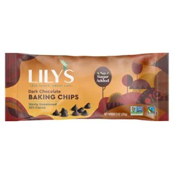 Lily's Dark Chocolate Style Baking Chips, Gluten Free, Kosher, Free of Added Sugar - 9 oz Bag