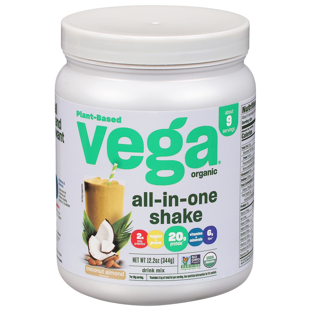 slide 1 of 9, Vega Plant-Based Organic Drink Mix 12.2 oz, 12.2 oz