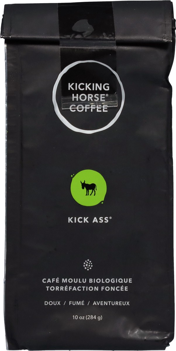 slide 5 of 9, Kicking Horse Coffee Kick Ass, Dark Roast, Ground, 10 oz