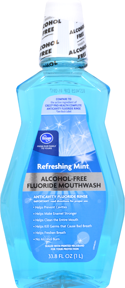 slide 1 of 1, Kroger Refreshing Mint Alcohol-Free Fluoride Mouthwash, 33.8 fl oz