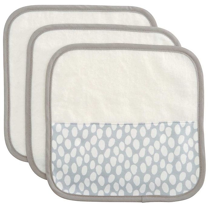 slide 1 of 3, Elegant Baby Organic Washcloth Set - Grey Dot Print, 3 ct