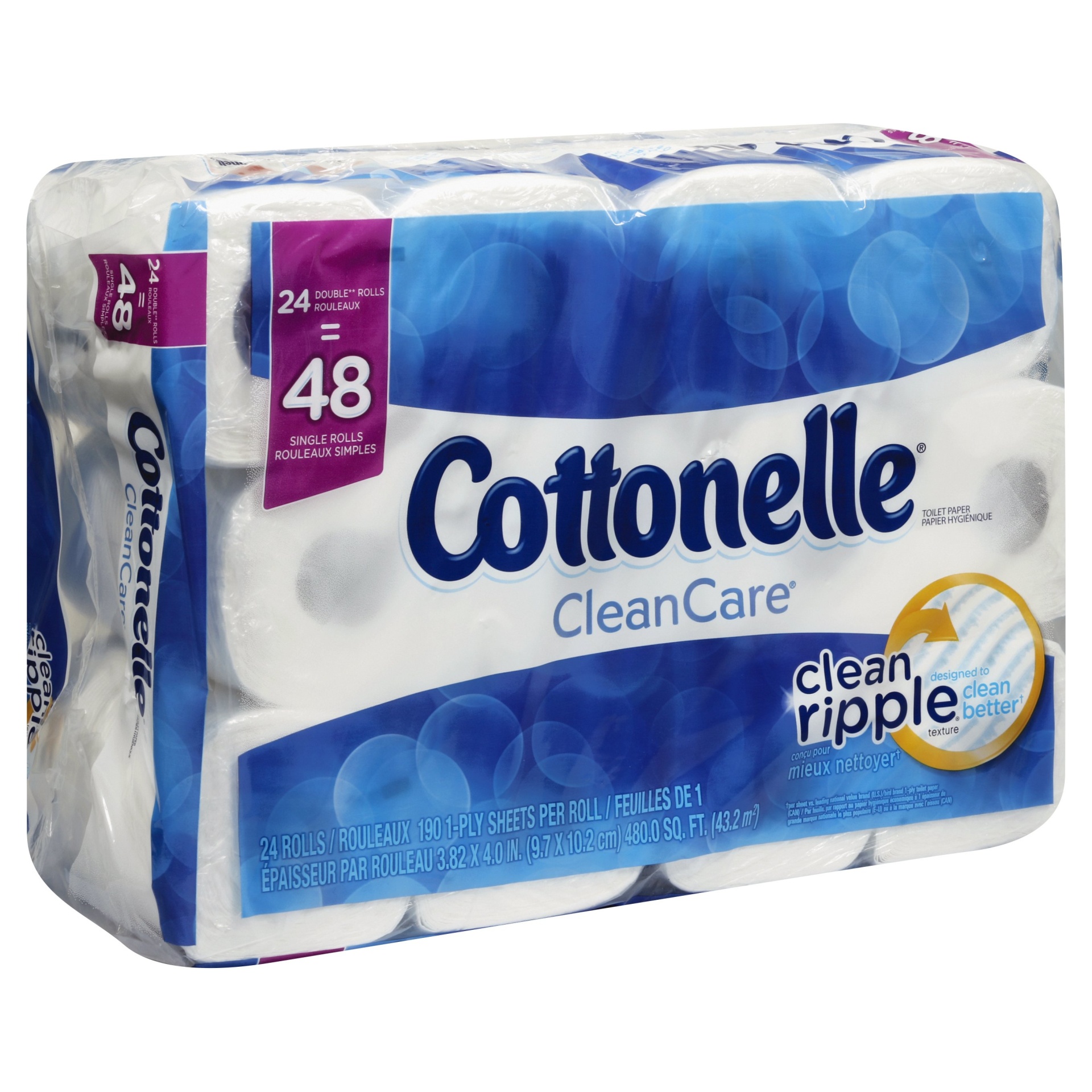 slide 1 of 3, Cottonelle Cleancare Double Roll Toilet Paper, 24 ct