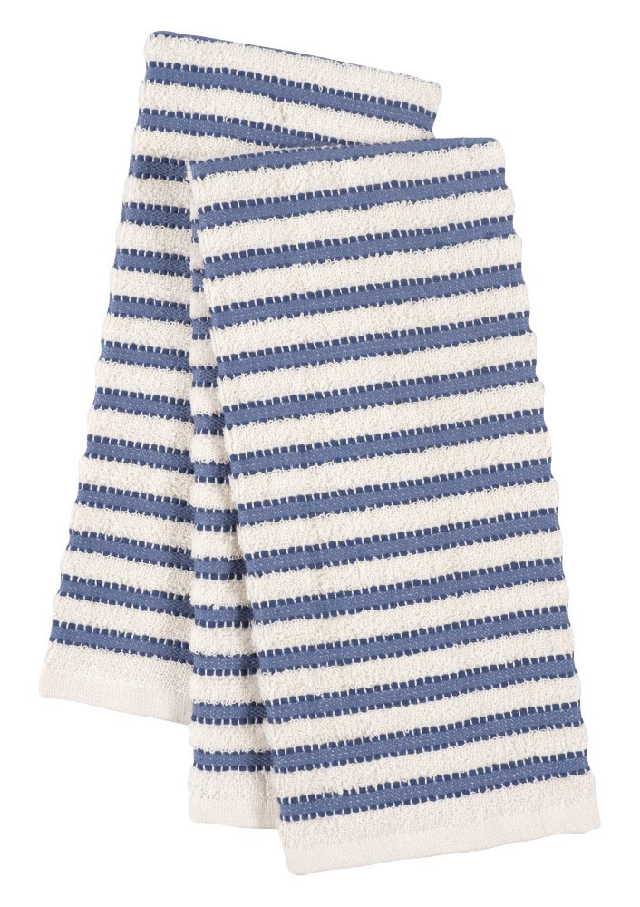 slide 1 of 1, Dash of That® Dobby Striped Terry Cloth Kitchen Towels - Indigo, 2 ct