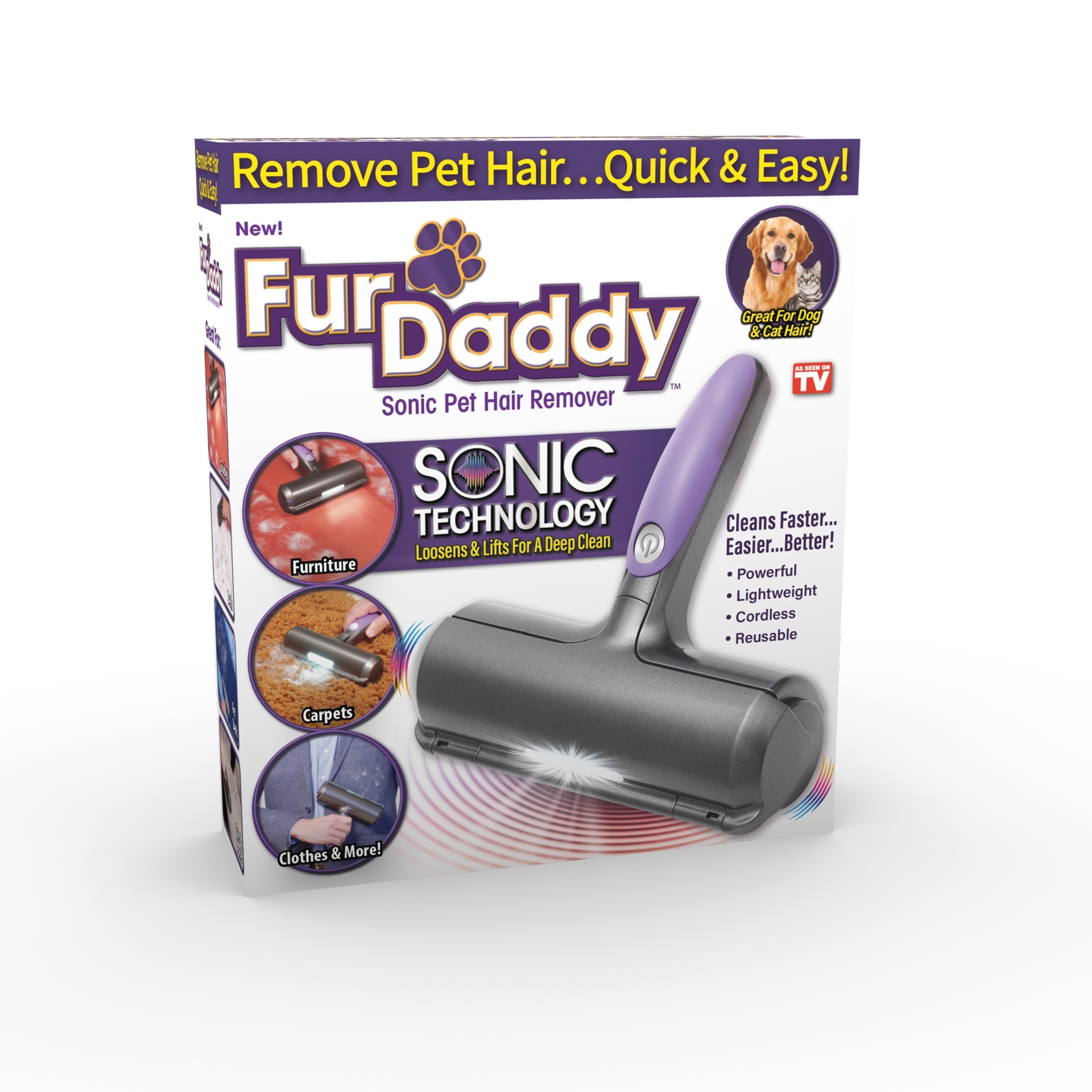 slide 1 of 1, As Seen on TV Fur Daddy Sonic Pet Hair Remover, 1 ct