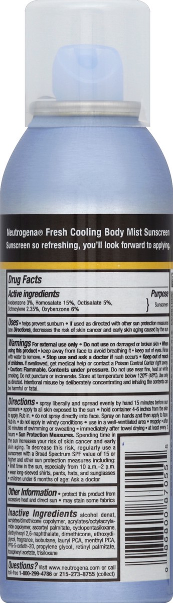 slide 2 of 3, NEUTROGENA Fresh Cooling Body Mist Sunscreen Broad Spectrum SPF 45, 5 Oz, 5 oz