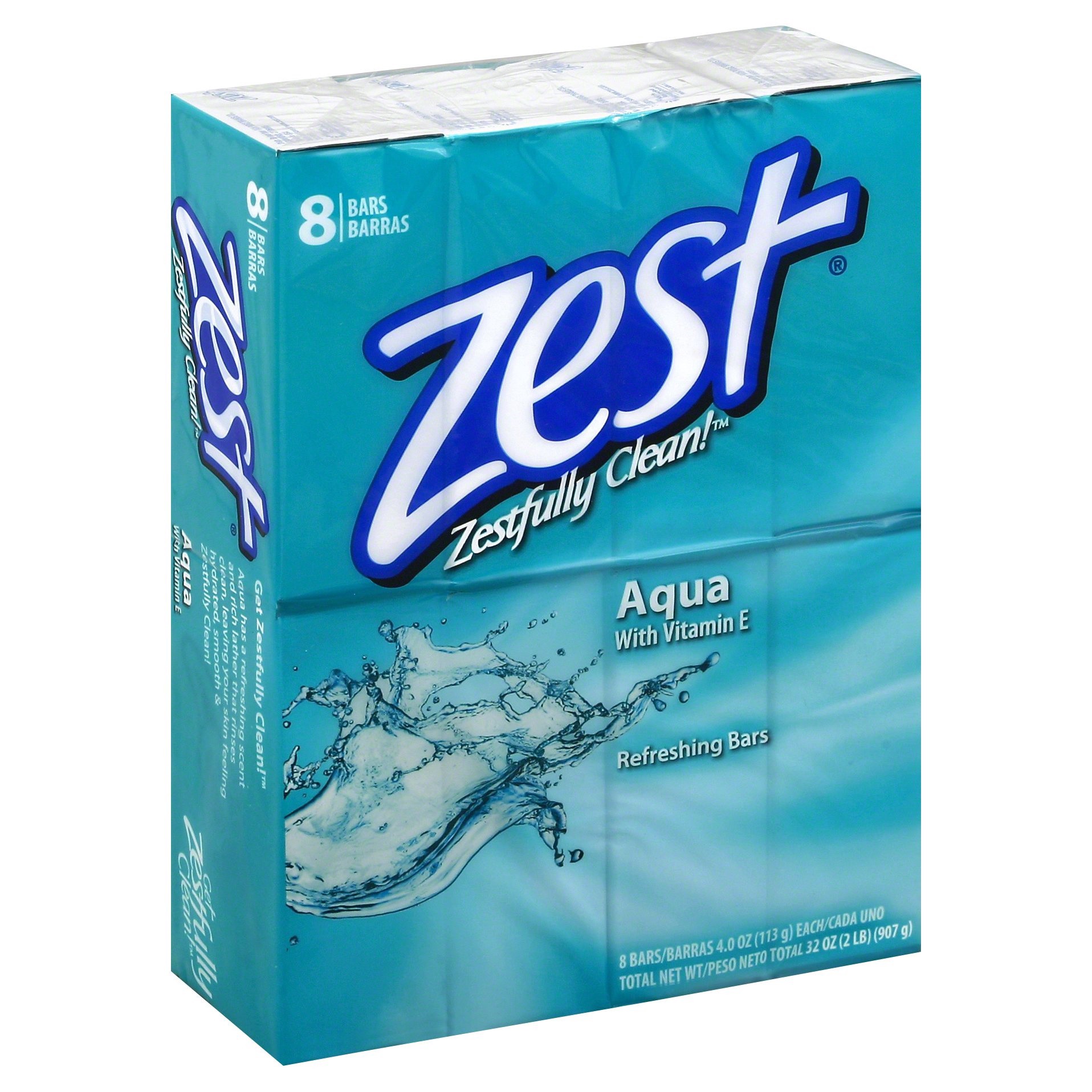 slide 1 of 7, Zest Aqua Soap Bars, 8 ct