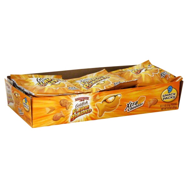 slide 1 of 1, Goldfish Crackers Flavor Blasted Xtra Cheddar, 9.9 oz