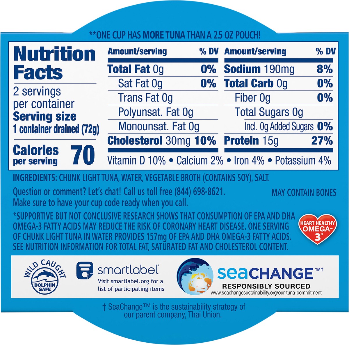 slide 2 of 7, Chicken of the Sea Chunk Light Tuna in Water Cup 2 pack of 2.8 ounces, 2 ct