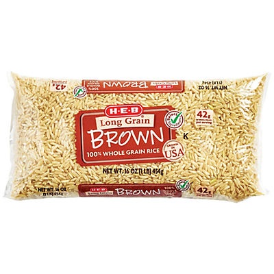 slide 1 of 1, H-E-B 100% Whole Grain Brown Rice, 1 lb