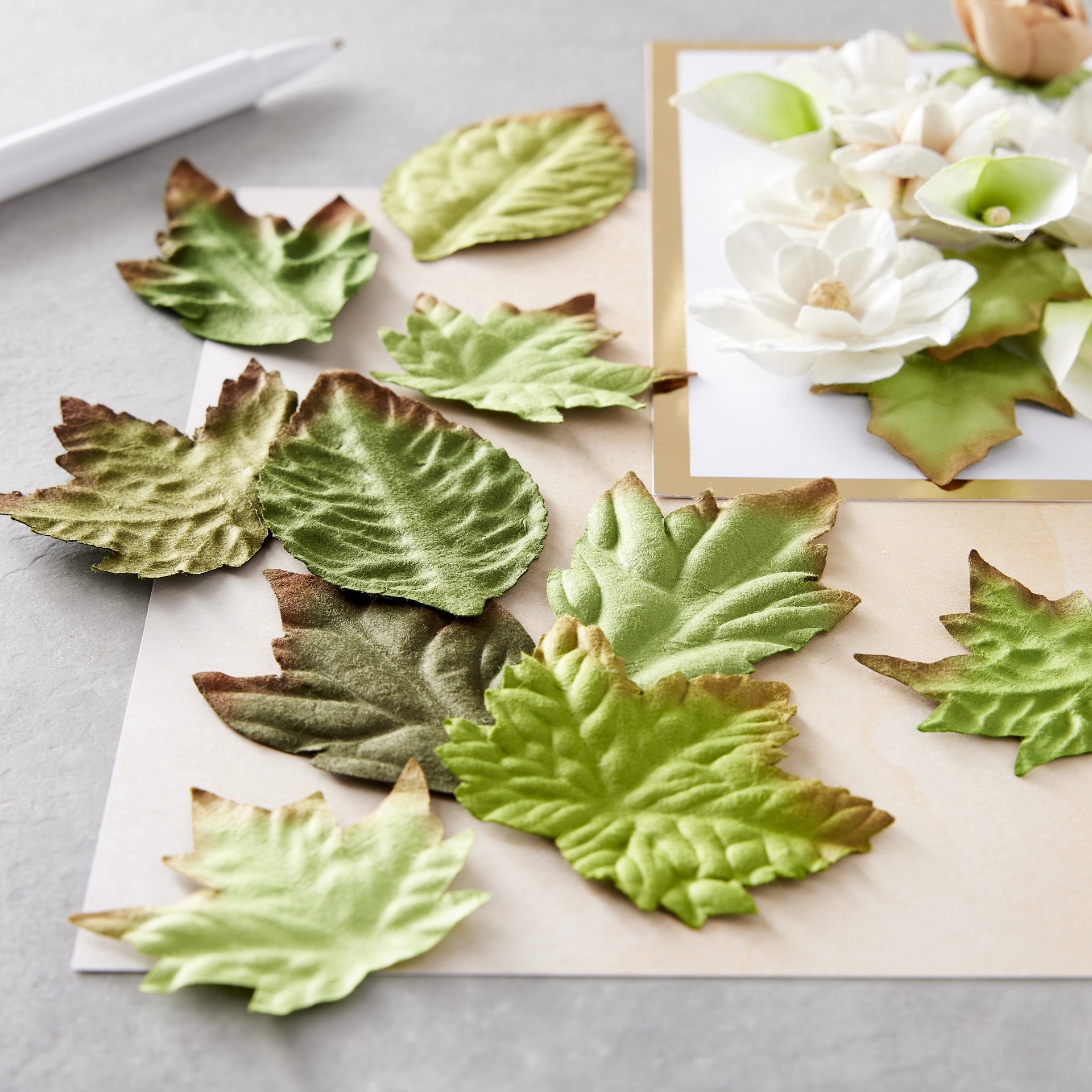 slide 2 of 3, Green Paper Leaf Embellishment Set By Recollections, 1.5 in to 2.5 in