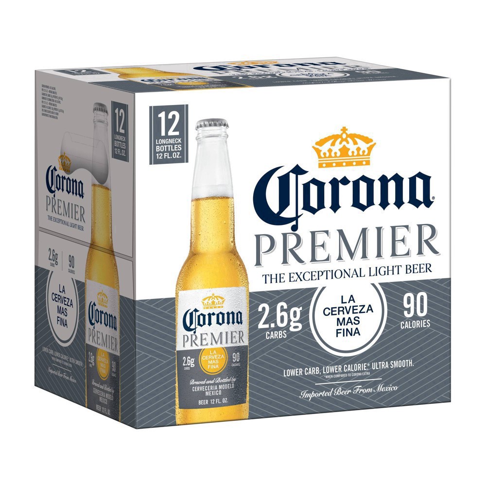slide 47 of 112, Corona Premier Mexican Lager Import Light Beer, 12 pk 12 fl oz Bottles, 4.0% ABV, 144 fl oz