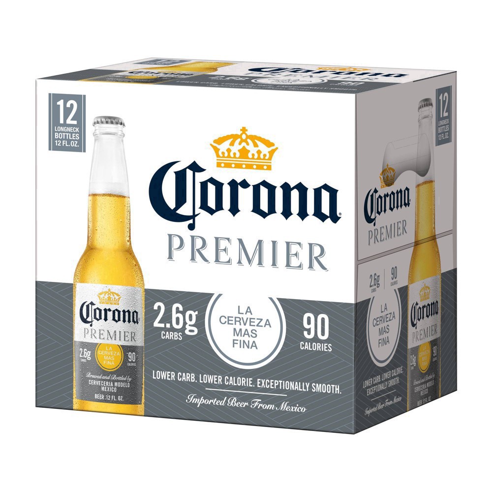 slide 110 of 112, Corona Premier Mexican Lager Import Light Beer, 12 pk 12 fl oz Bottles, 4.0% ABV, 144 fl oz