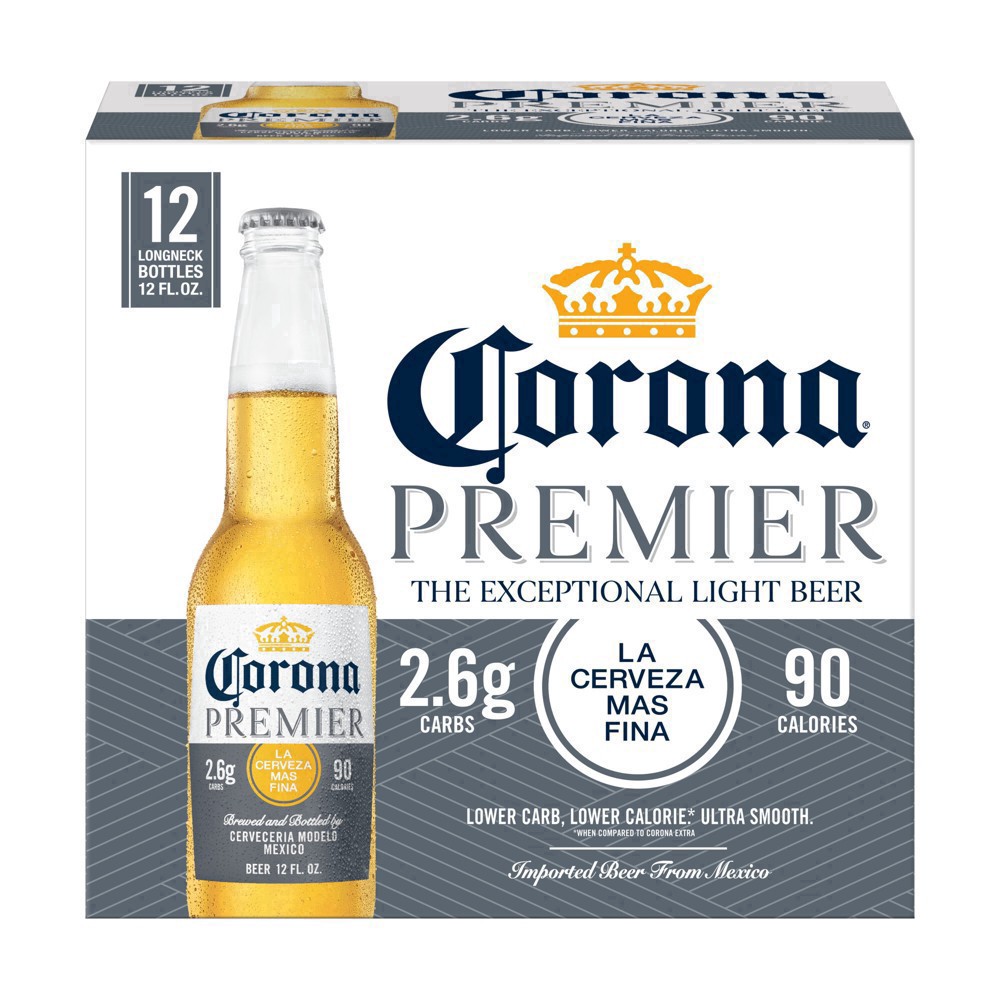 slide 6 of 112, Corona Premier Mexican Lager Import Light Beer, 12 pk 12 fl oz Bottles, 4.0% ABV, 144 fl oz