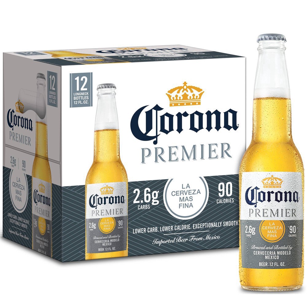 slide 72 of 112, Corona Premier Mexican Lager Import Light Beer, 12 pk 12 fl oz Bottles, 4.0% ABV, 144 fl oz