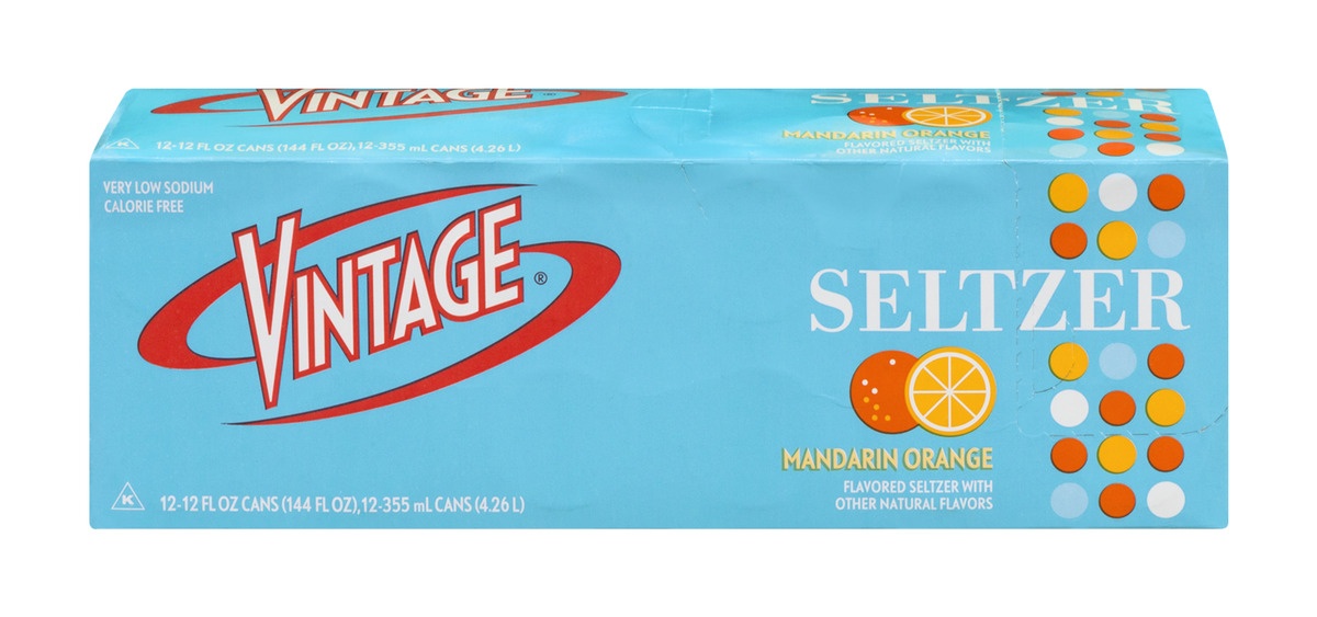 slide 1 of 1, Vintage Seltzer Mandarin Orange, 12 ct; 12 fl oz