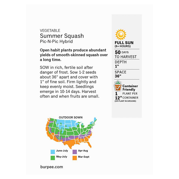 slide 4 of 5, Burpee Summer Squash Pin-N-Pic Hybrid Seeds, 1 ct