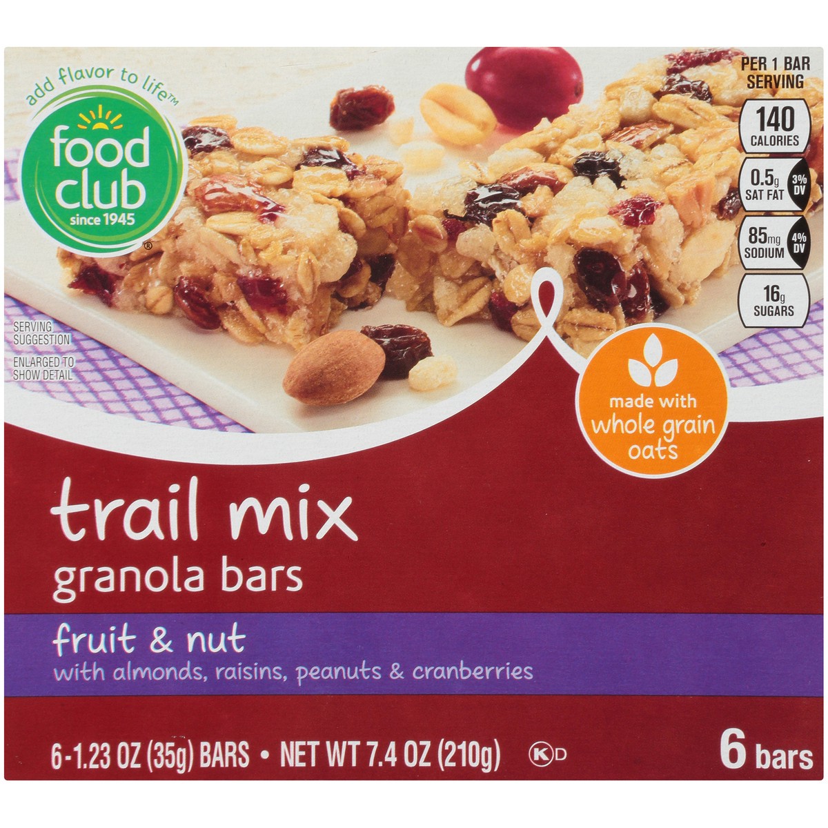 slide 9 of 10, Food Club Granola Bars, Trail Mix, Fruit & Nuts, 7.4 oz