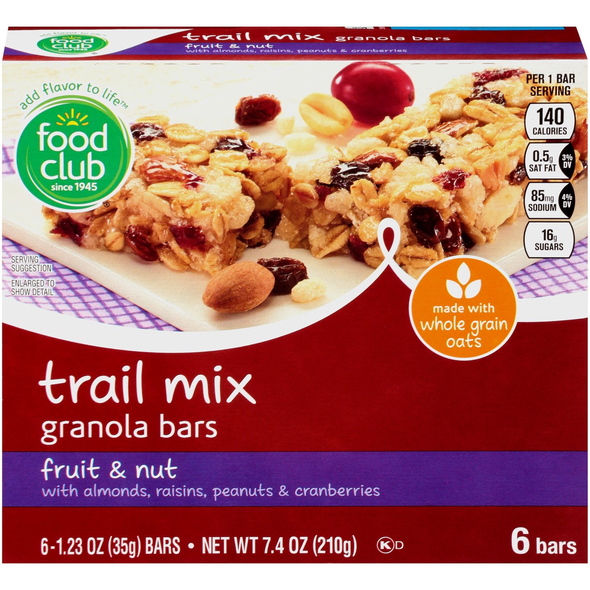 slide 1 of 10, Food Club Granola Bars, Trail Mix, Fruit & Nuts, 7.4 oz