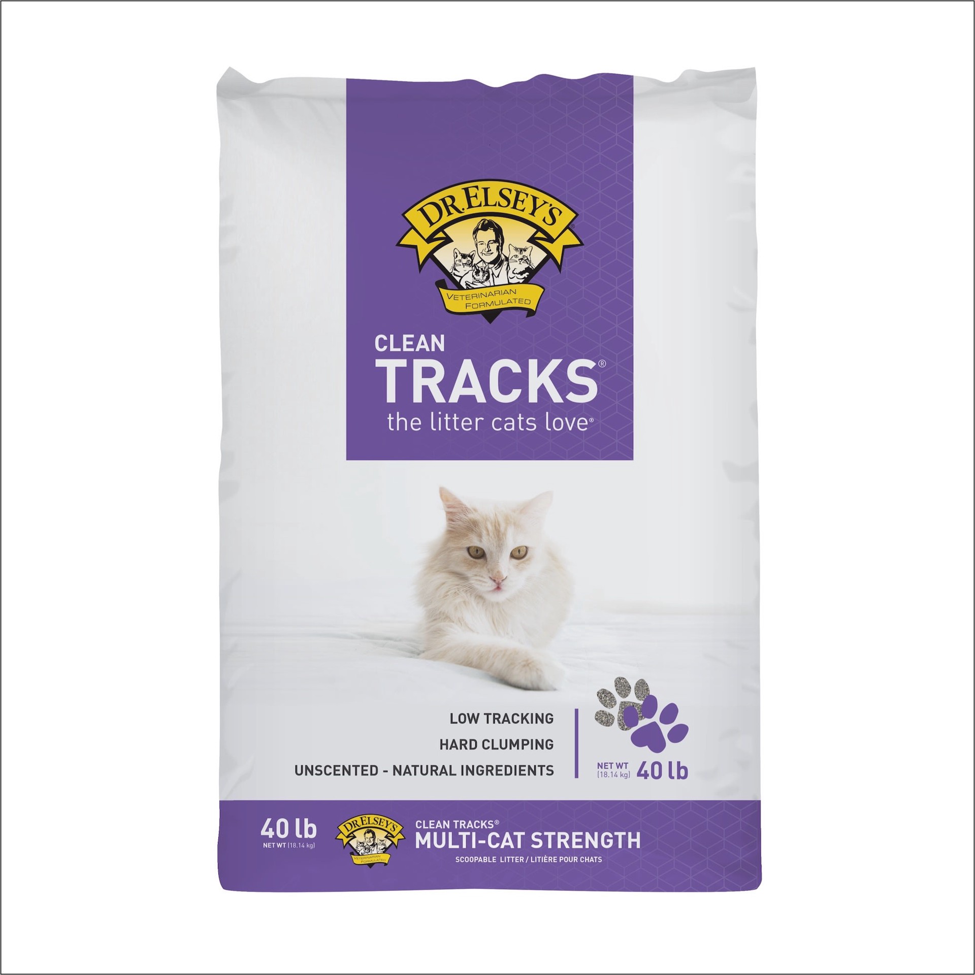 slide 1 of 1, Dr. Elsey's Clean Tracks Clumping Clay Cat Litter, 40 lb