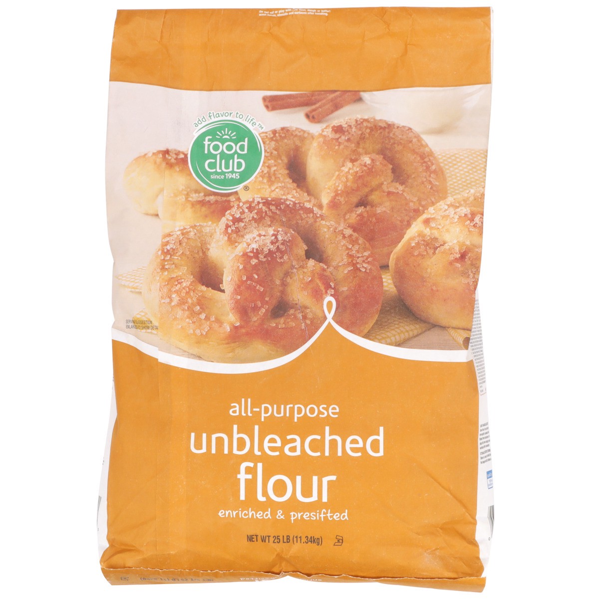 slide 8 of 9, Food Club Enriched & Presifted All-purpose Unbleached Flour, 25 lb