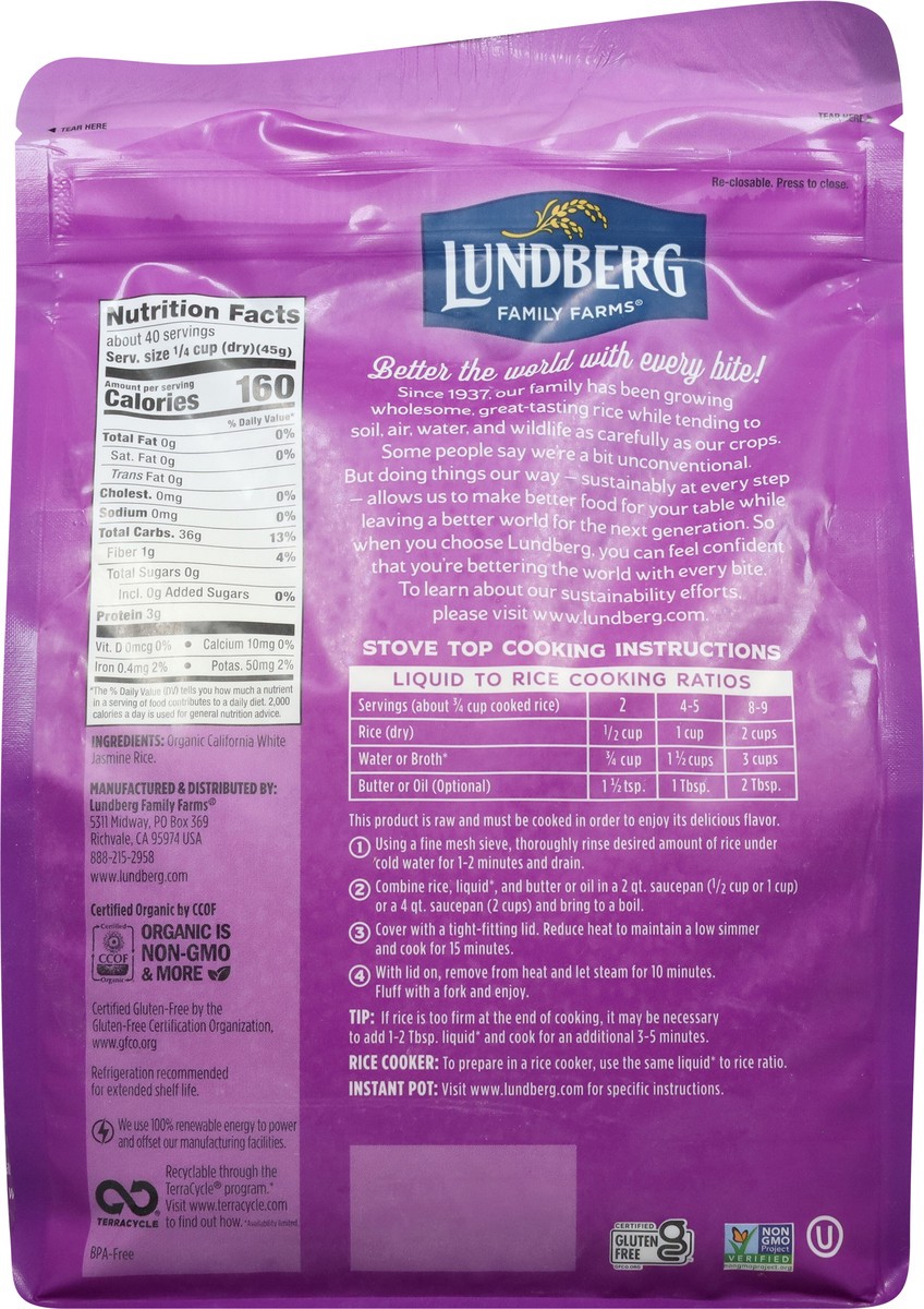 slide 5 of 9, Lundberg Family Farms Lundberg Organic White Jasmine Rice - 4 Lb, 4 lb