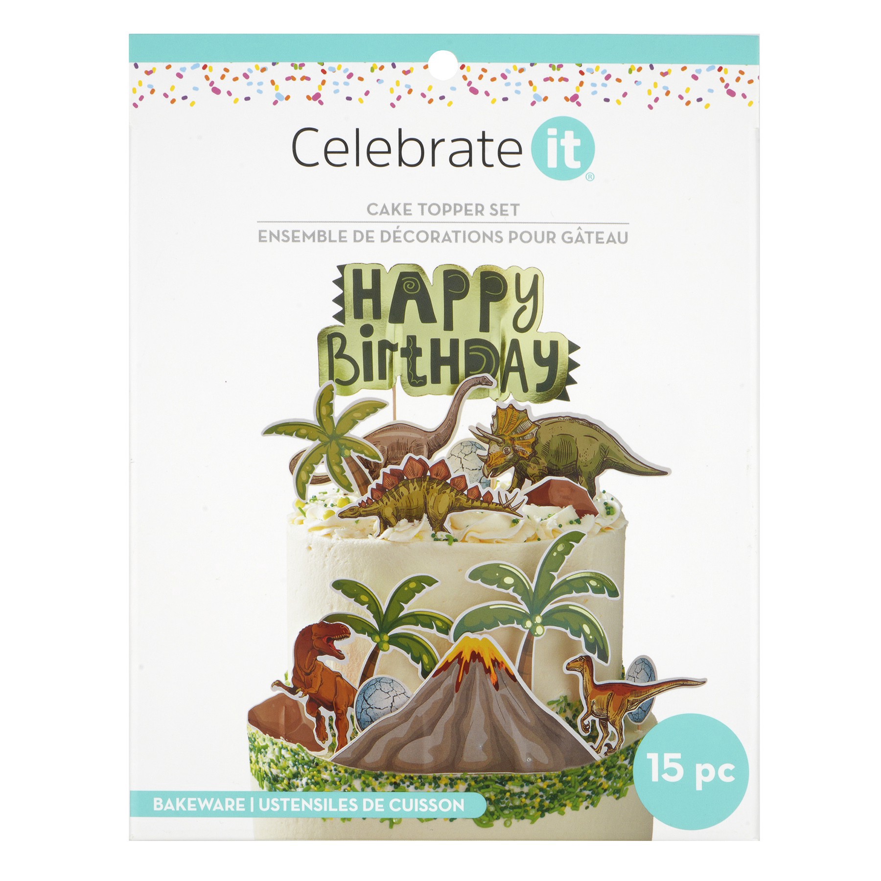 slide 2 of 2, Dinosaur Birthday Cake Topper Set By Celebrate It, 1.25 in x 1.5 in