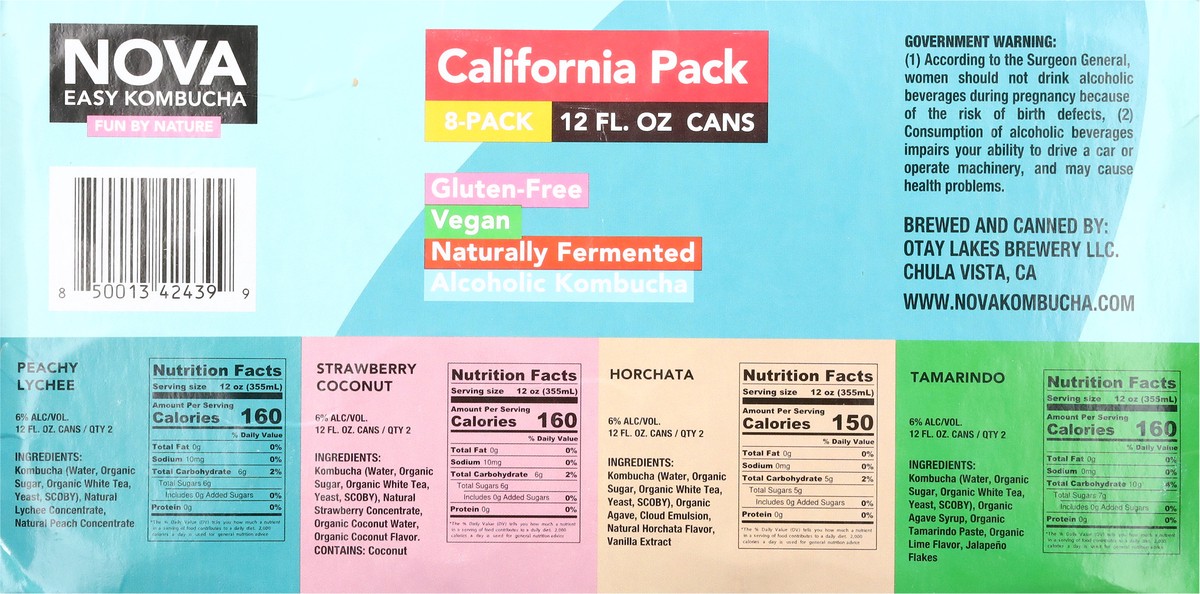 slide 8 of 13, Nova Easy Kombucha California Variety Pack 8 Pack In Cans - 12 Fl. Oz., 12 fl oz