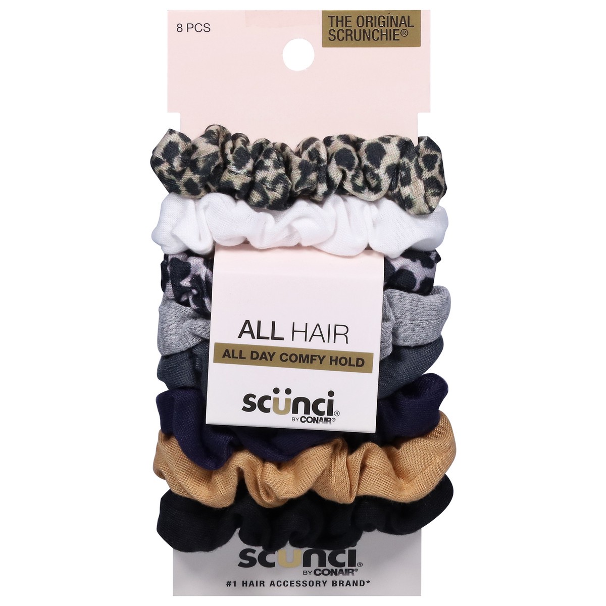 slide 1 of 6, scünci Neutral Mini Scrunchies, 8 ct