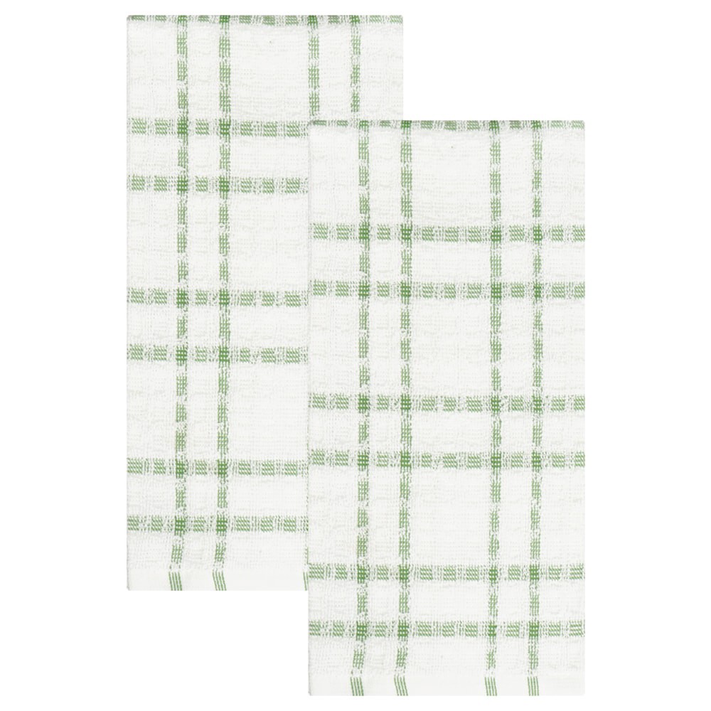 slide 3 of 3, Everyday Living Grid Kitchen Towels - Green, 2 ct