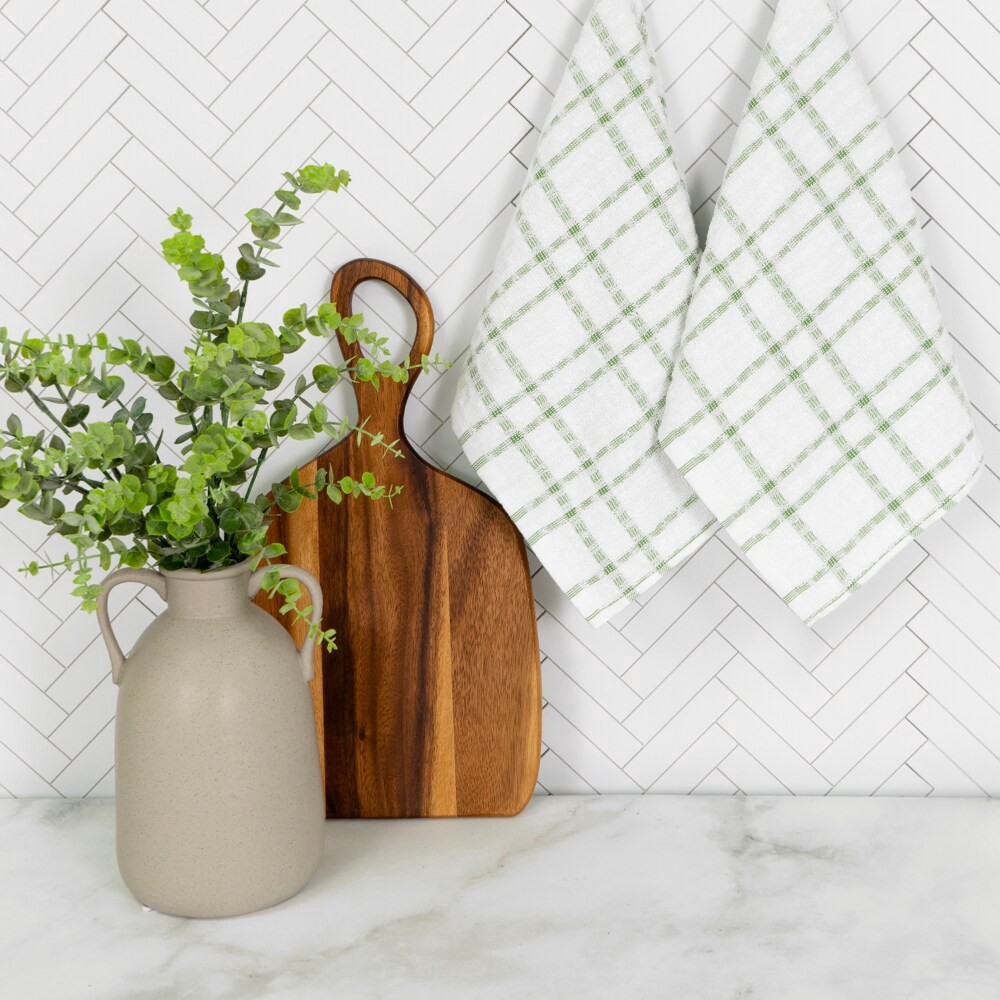 slide 2 of 3, Everyday Living Grid Kitchen Towels - Green, 2 ct