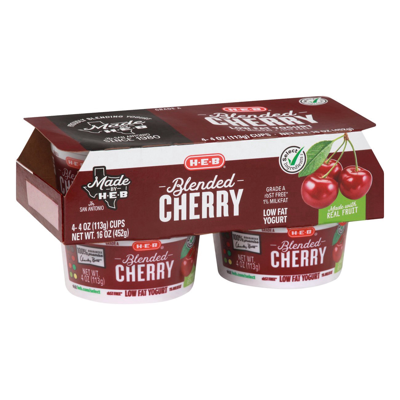 slide 1 of 1, H-B Low Fat Blended Cherry Yogurt - 4 ct, 4 ct
