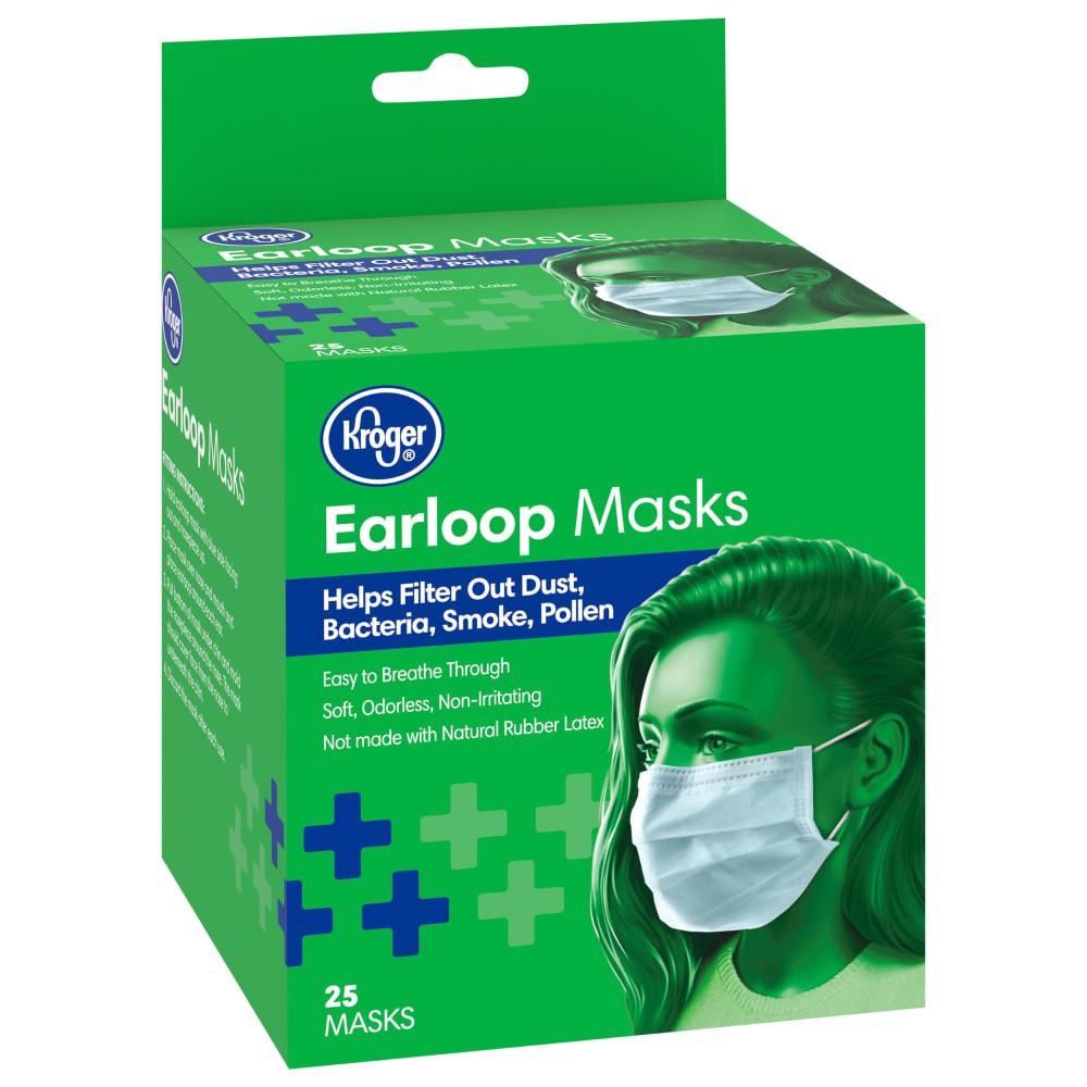 slide 2 of 5, Kroger Earloop Face Masks, 25 ct