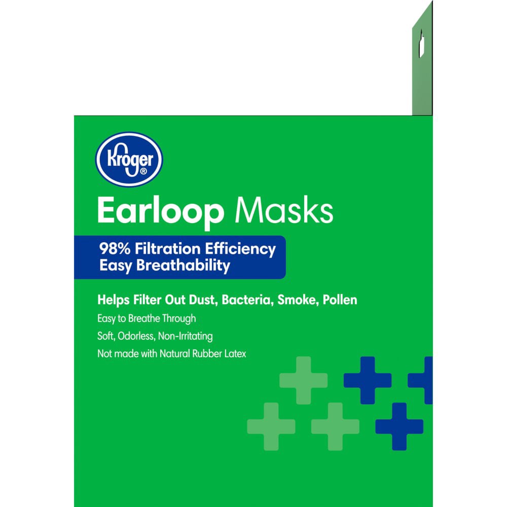 slide 3 of 5, Kroger Earloop Face Masks, 25 ct