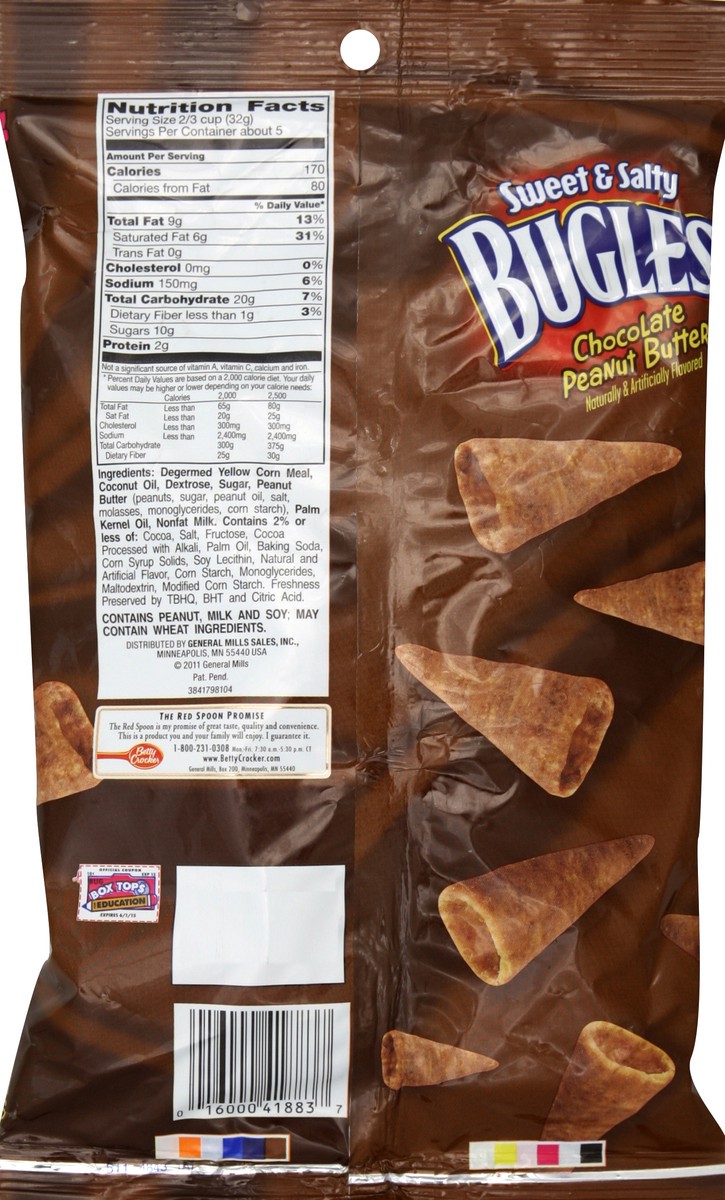 slide 6 of 6, Bugles Sweet & Salty Corn Snacks, Crispy, Chocolate Peanut Butter, 6 oz