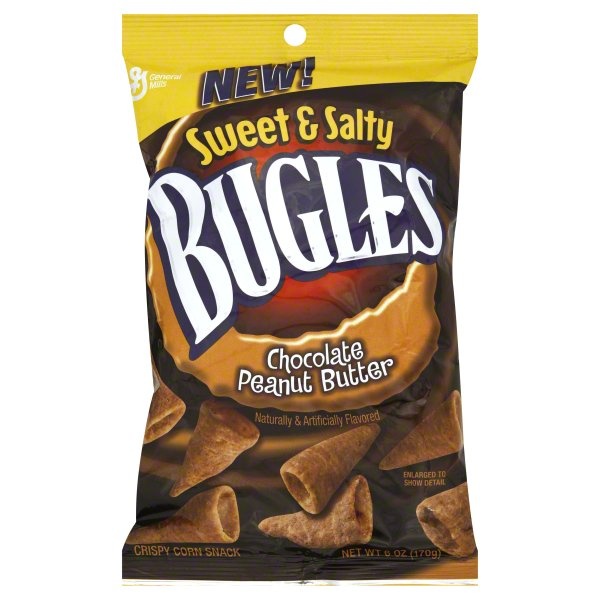 slide 1 of 6, Bugles Sweet & Salty Corn Snacks, Crispy, Chocolate Peanut Butter, 6 oz