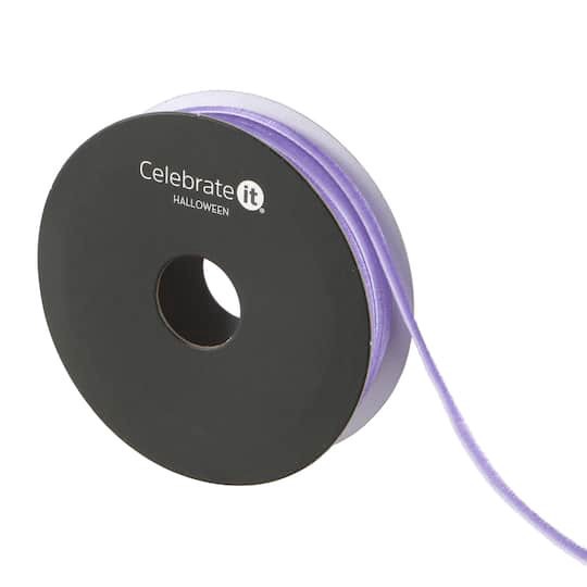 slide 1 of 3, 1/8" X 4yd. Purple Velvet Ribbon By Celebrate It Halloween, 1/8 in x 4 yd