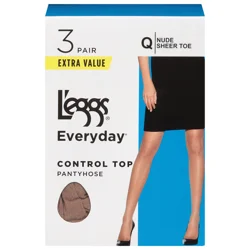 L'eggs Pantyhose Control Top Nude Sheer Toe Size Q