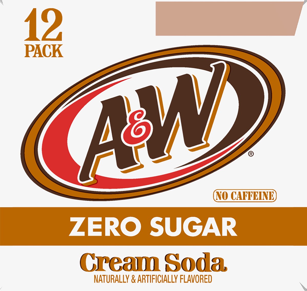 slide 6 of 7, A&W Cream Soda Zero Sugar, 12 fl oz cans, 12 pack, 12 ct