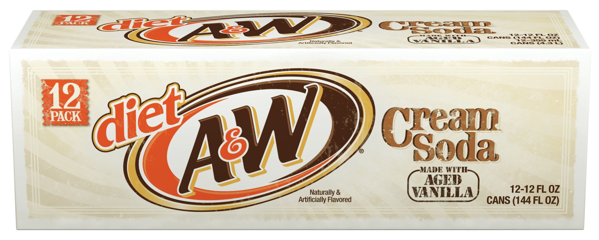 slide 1 of 7, A&W Cream Soda Zero Sugar, 12 fl oz cans, 12 pack, 12 ct