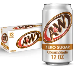 A&W 12 Pack Zero Sugar Cream Soda 12-12 fl oz Can