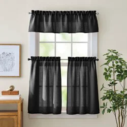 Curtainworks Eldridge Waffle 3 Piece Set Black